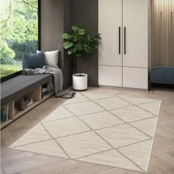 In-/Outdoorteppich - creme-beige - Rauten - 80x150 cm -Heimtextilien Verkäufe 2035022605 03 1600Wx1600H