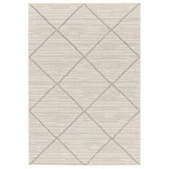 In-/Outdoorteppich - creme-beige - Rauten - 80x150 cm