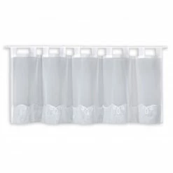 Scheibengardine - weiß - Stickerei - 150x50 cm