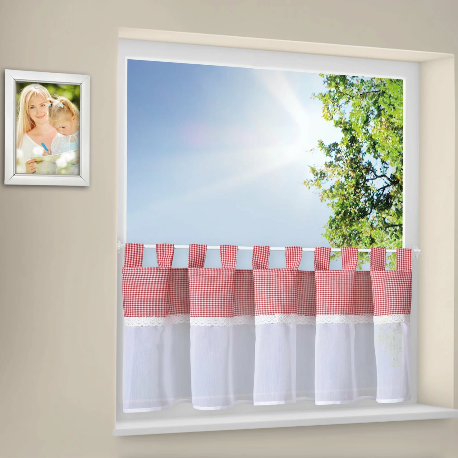 Bistrogardine - rot-weiß kariert - 150x50 cm 4 Bistrogardine - rot-weiß kariert - 150x50 cm – Bild 2