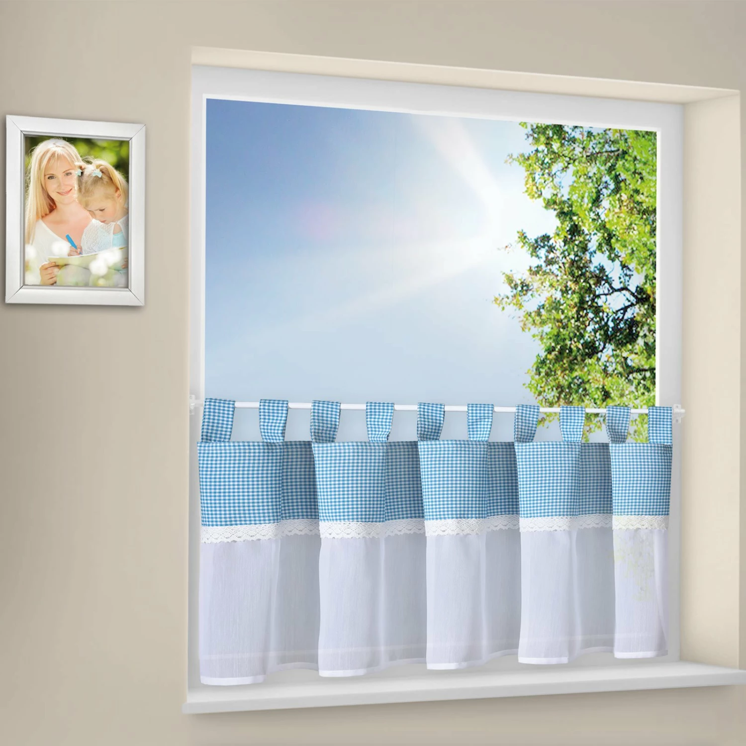 Bistrogardine - blau-weiß - 150x50 cm 4 Bistrogardine - blau-weiß - 150x50 cm – Bild 2