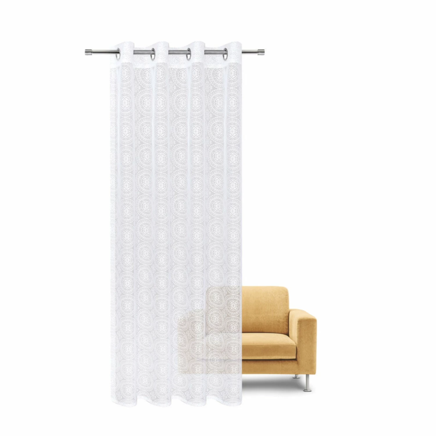 Ösenschal - weiß - Ornamentkreise - 140x245 cm 4 Ösenschal - weiß - Ornamentkreise - 140x245 cm – Bild 2