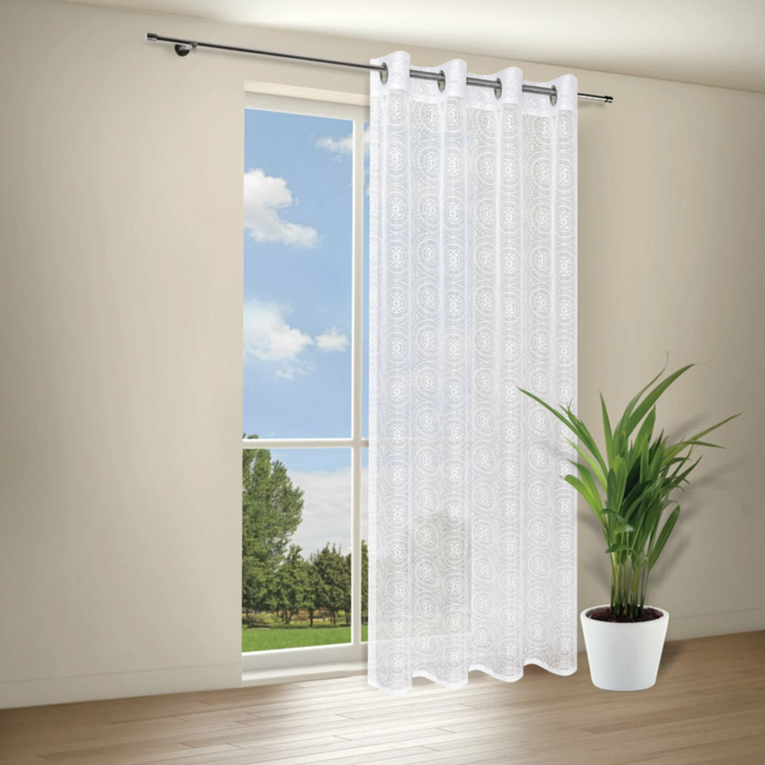 Ösenschal - weiß - Ornamentkreise - 140x245 cm 5 Ösenschal - weiß - Ornamentkreise - 140x245 cm – Bild 3