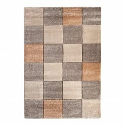 Kurzflorteppich - Karo braun-beige - 160x230 cm