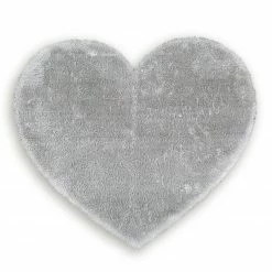 Kunstfell-Teppich - grau - Herz - 70x80 cm