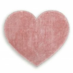 Kunstfell-Teppich - rosa - Herz - 70x80 cm