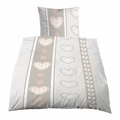 Biber-Bettwäsche - kitt - Herzen - 135x200 cm