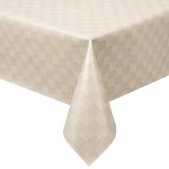 Tischdecke - damast weiß - Flechtkaro - 140 cm breit