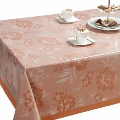 Tischdecke - weiß-transparent - Blumen - 140 cm breit