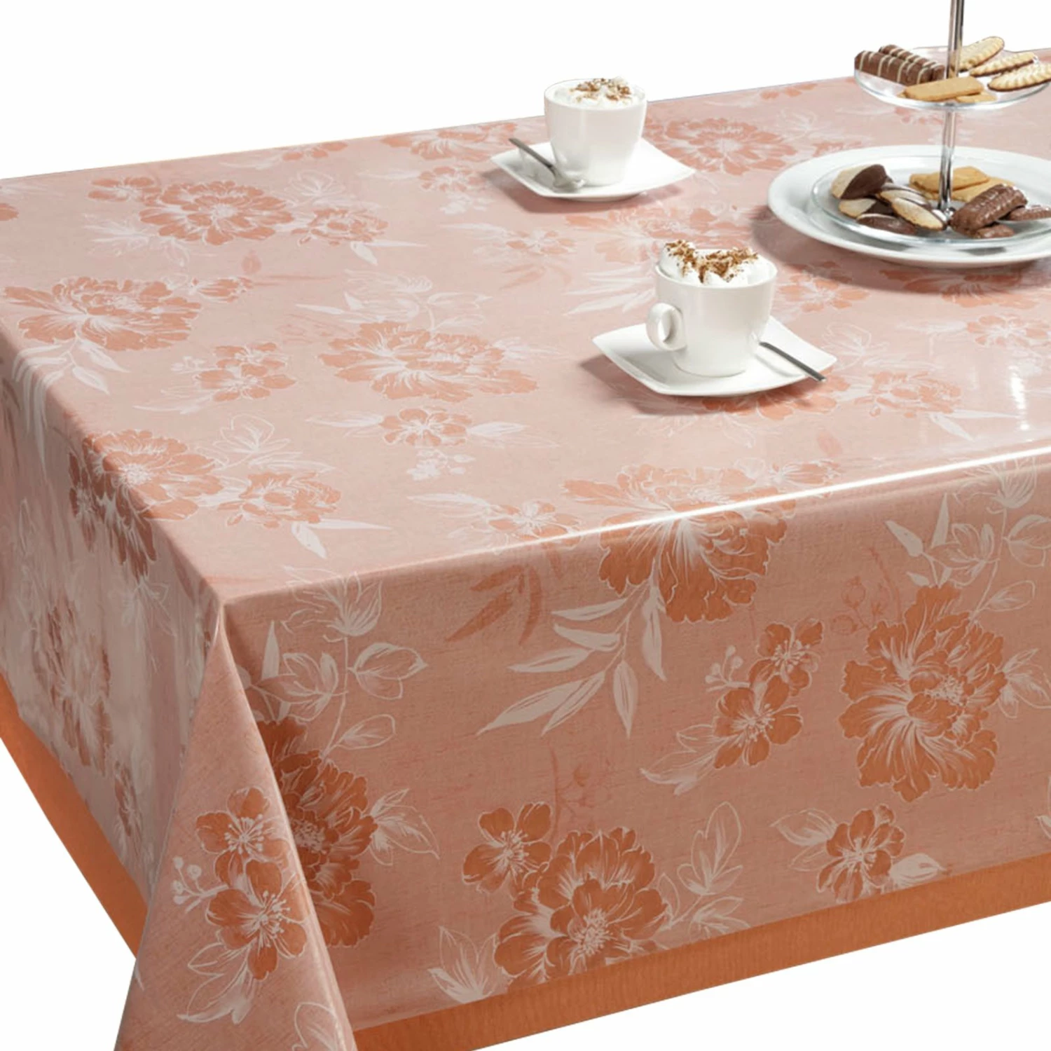 Tischdecke - weiß-transparent - Blumen - 140 cm breit 3 Tischdecke - weiß-transparent - Blumen - 140 cm breit