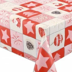 Tischdecke - rot-weiß - 140 cm breit