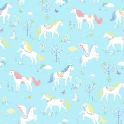 Stoff - türkis - Einhörner - 160 cm breit