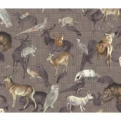 Jersey - Tiere des Waldes - braun-grau - Meterware
