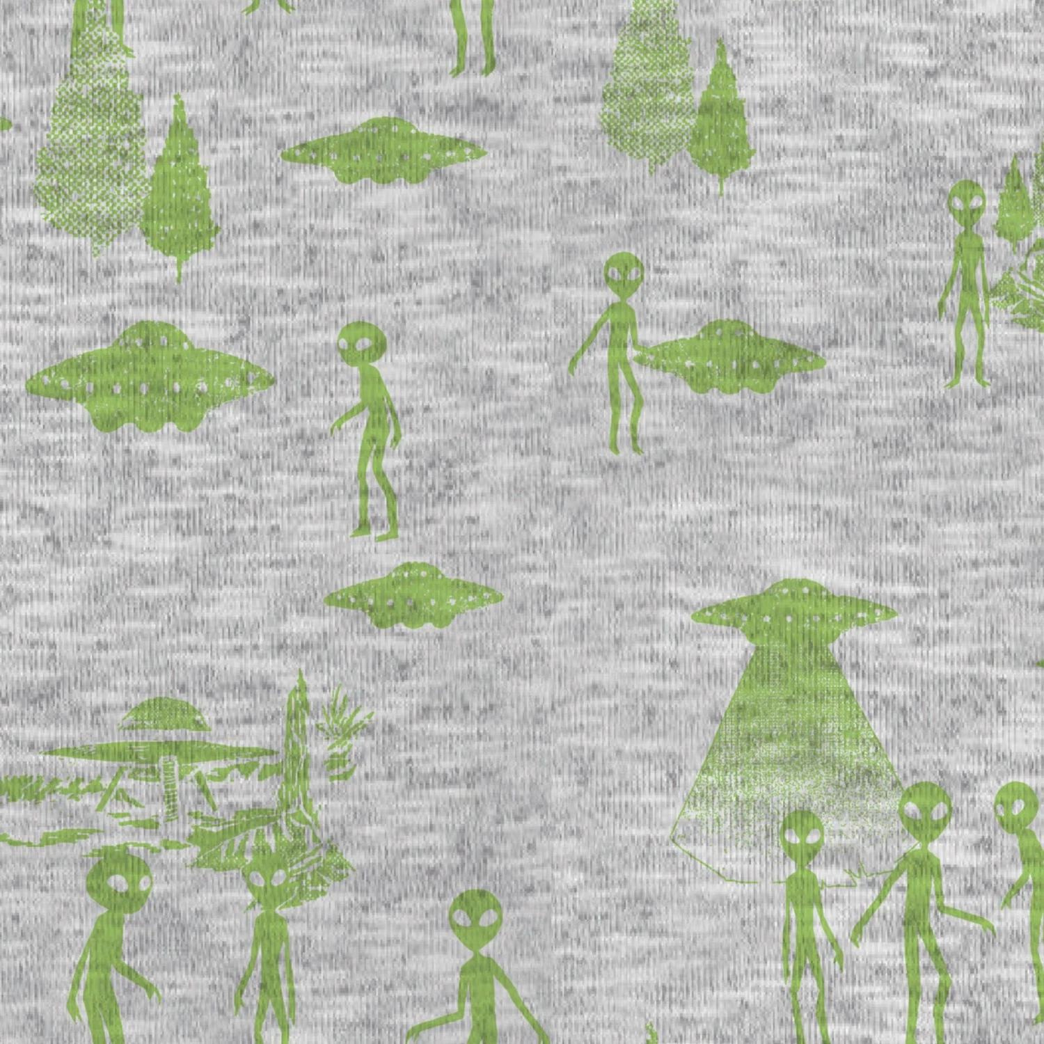 Jersey - grau-grün - leuchtende Aliens -155 cm breit 3 Jersey - grau-grün - leuchtende Aliens -155 cm breit