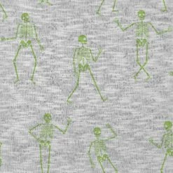 Jersey - grau-grün - leuchtende Skelette - 155 cm breit