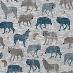 Jersey - grau-blau-braun - Wölfe - Meterware