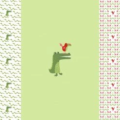 Jersey-Stoff - grün-rot - Krokodile - 160 cm breit