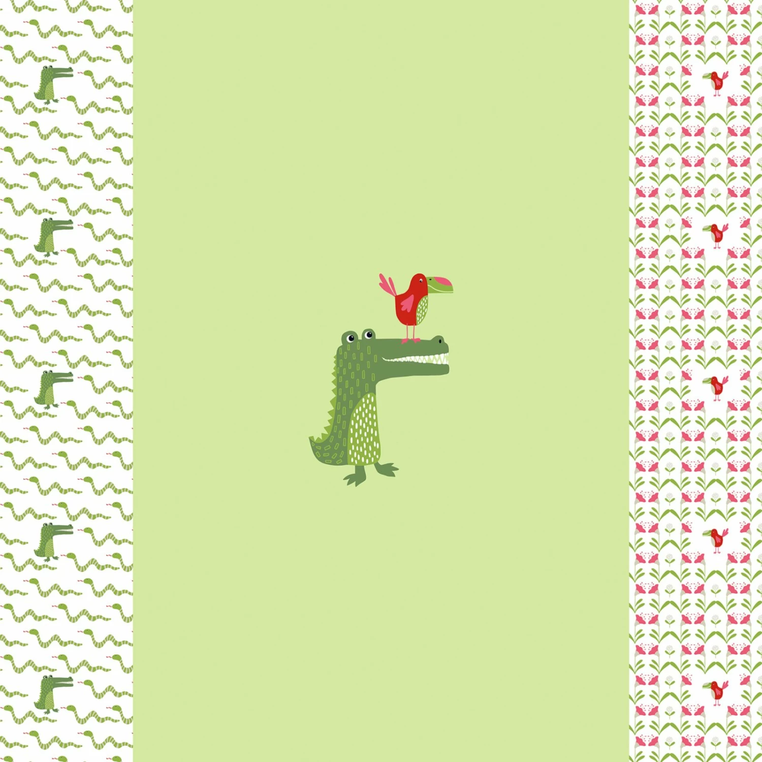 Jersey-Stoff - grün-rot - Krokodile - 160 cm breit 3 Jersey-Stoff - grün-rot - Krokodile - 160 cm breit