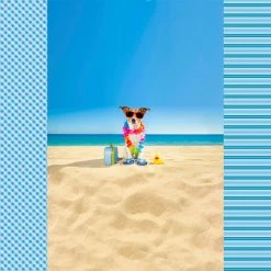 Jersey-Stoff - blau-weiß - Hund - Meterware