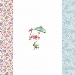 Jersey-Stoff - rosa-weiß - Flamingo - Meterware