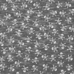 Jersey-Stoff - grau-weiß - Totenkopf - 155 cm breit
