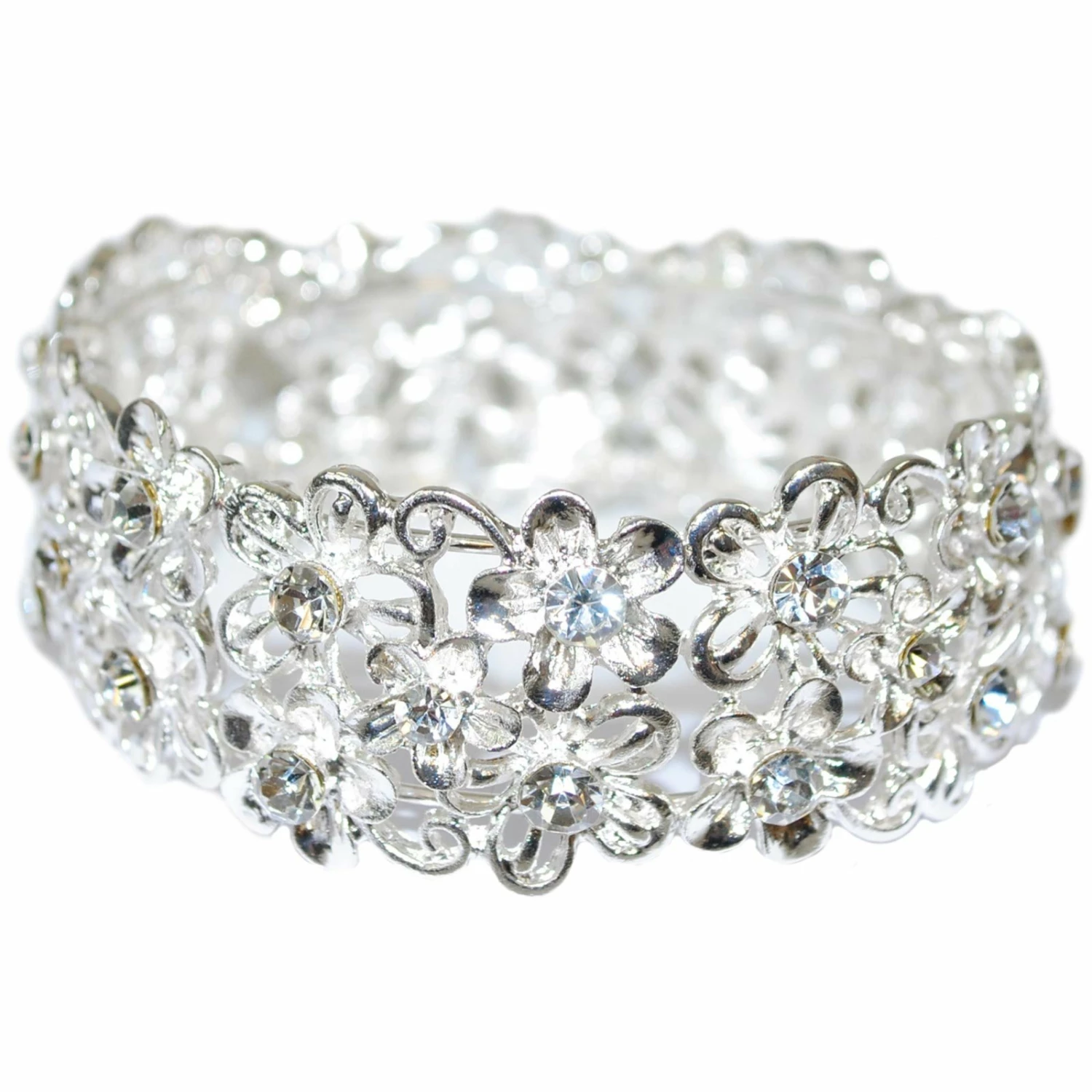 Dekoklammer Ring - silber - Strass - 6x6 cm 3 Dekoklammer Ring - silber - Strass - 6x6 cm