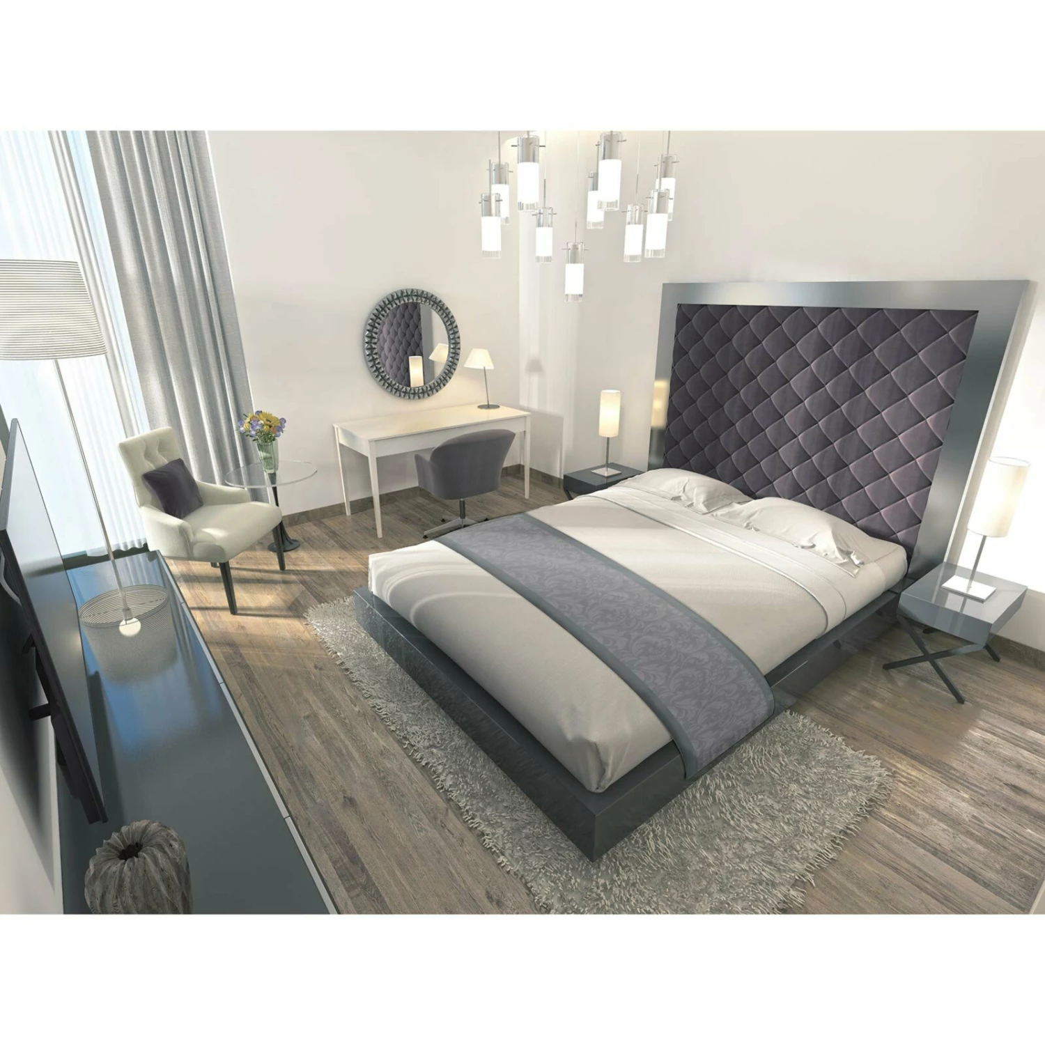 Bettläufer - grau - Jacquard - 45x250 cm 4 Bettläufer - grau - Jacquard - 45x250 cm – Bild 2