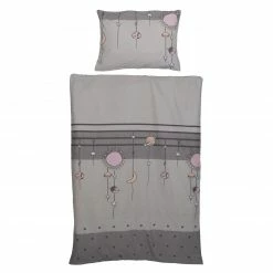 Baumwoll-Kinderbettwäsche - grau - 100x135 cm