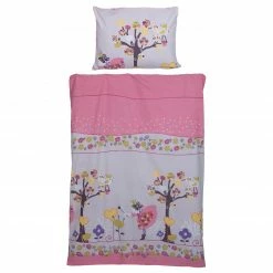 Baumwoll-Kinderbettwäsche - pink-flieder - 100x135 cm