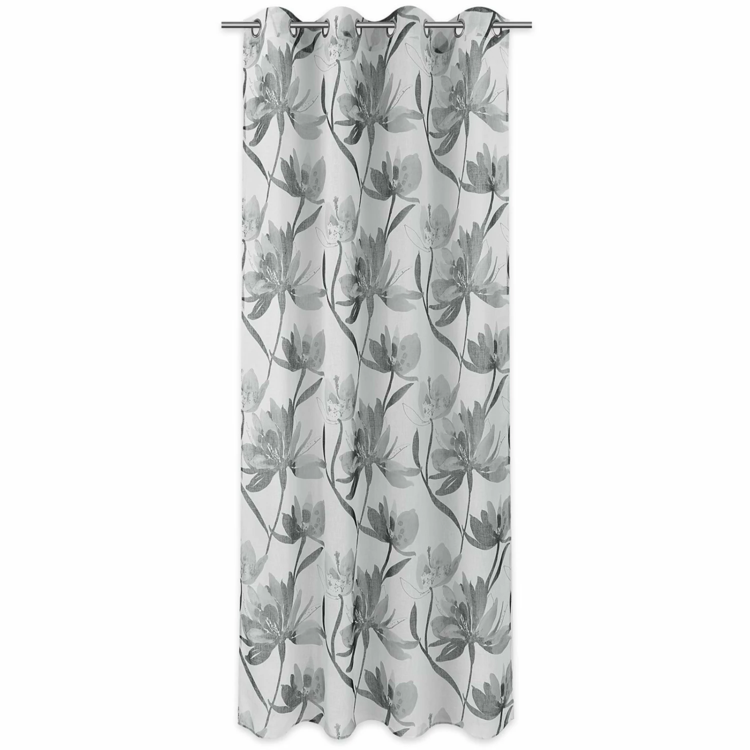 Ösenvorhang BLUMEN - weiß-silber - 140x245 cm 3 Ösenvorhang BLUMEN - weiß-silber - 140x245 cm
