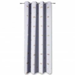 Ösenvorhang - weiß-gold - 140x235 cm