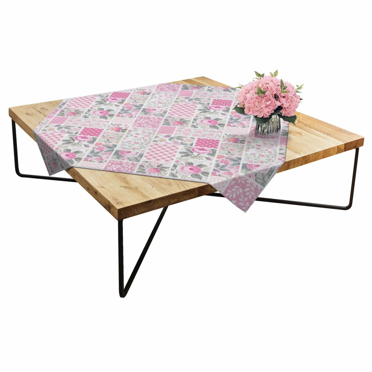 Tischdecke - rosa-weiß - Patchwork - 80x80 cm 4 Tischdecke - rosa-weiß - Patchwork - 80x80 cm – Bild 2