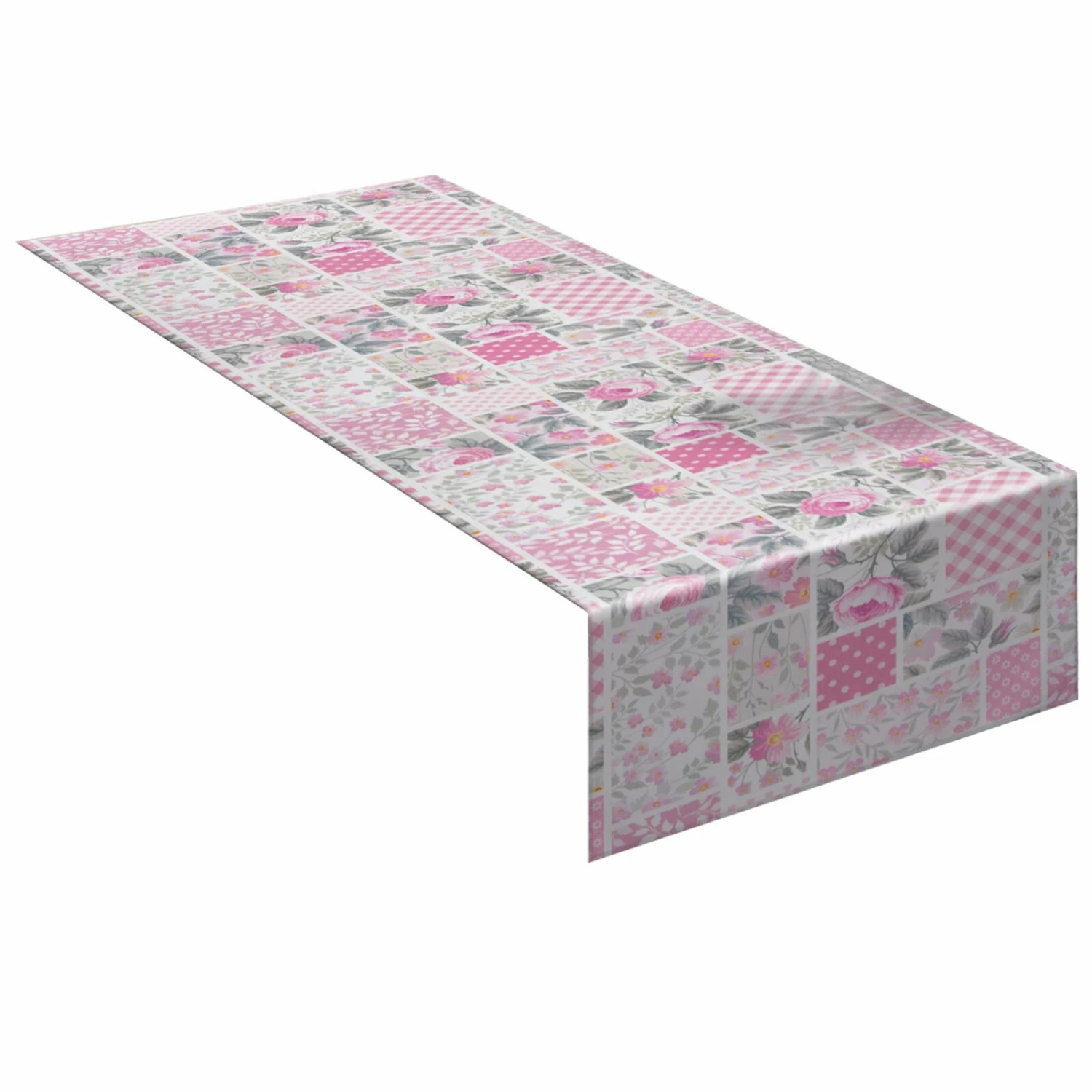 Tischläufer - rosa-weiß - Patchwork - 40x140 cm 3 Tischläufer - rosa-weiß - Patchwork - 40x140 cm