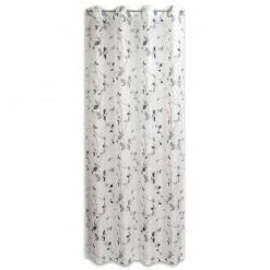 Ösenvorhang - weiß-grau - 140x245 cm