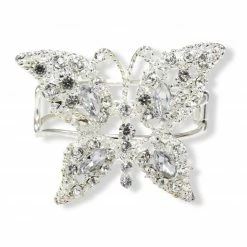 Dekoklammer - Schmetterling - silber - Strass