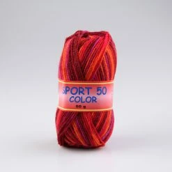 Wolle TWISTER SPORT 50 COLOR - rot-weinrot - 50g