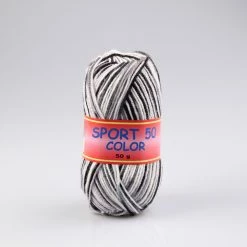 Wolle TWISTER SPORT 50 COLOR - weiß-schwarz-grau - 50g