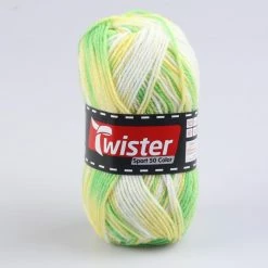 Wolle TWISTER SPORT 50 COLOR - weiß-neongelb-neongrün - 50g