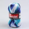 Wolle TWISTER SPORT 50 COLOR - weiß-türkis-blau - 50g