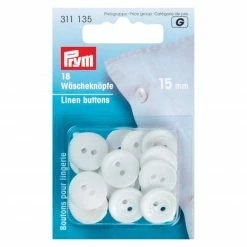 Wäscheknopf - weiß - 18 Stück - 15 mm