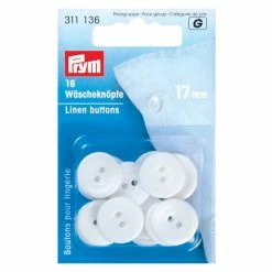 Wäscheknopf - weiß - 16 Stück - 17 mm