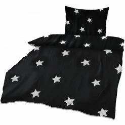 Microfaser-Bettwäsche - schwarz-silberfarben - 135x200 cm