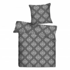 Microfaser-Bettwäsche - schwarz-silberfarben - 135x200 cm