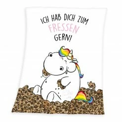 Fleecedecke PUMMELEINHORN - weiß-bunt - 125x150 cm