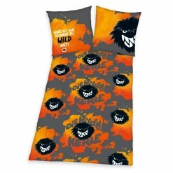 Bettwäsche WILDEN KERLE - grau-orange - 135x200 cm