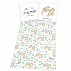 Baumwoll-Bettwäsche MR. & MRS. PANDA - weiß-bunt - 135x200 cm