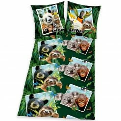 Baumwoll-Bettwäsche SELFIES JUNGLE - bunt - 135x200 cm