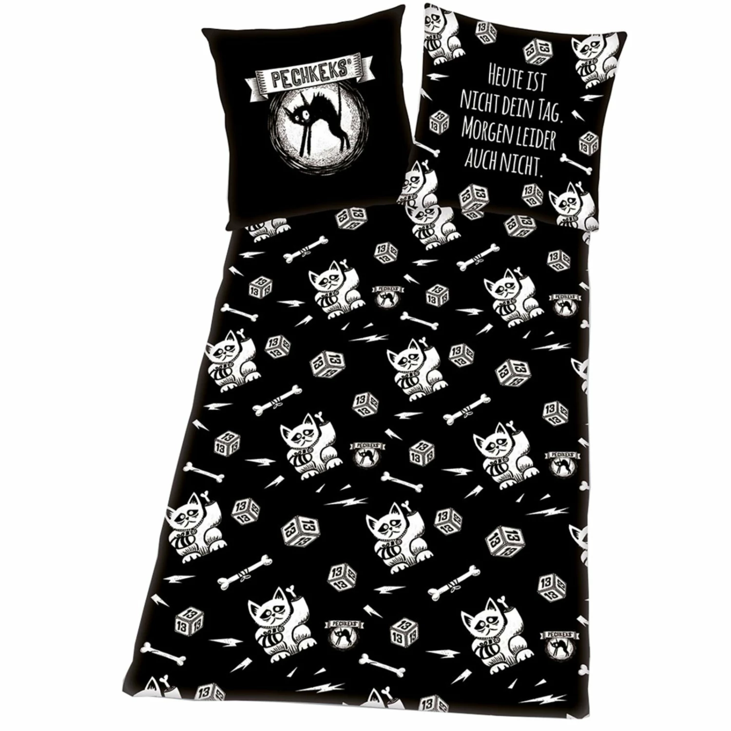 Renforcé Bettwäsche PECHKEKS - schwarz-weiß - 135x200 cm 3 Renforcé Bettwäsche PECHKEKS - schwarz-weiß - 135x200 cm