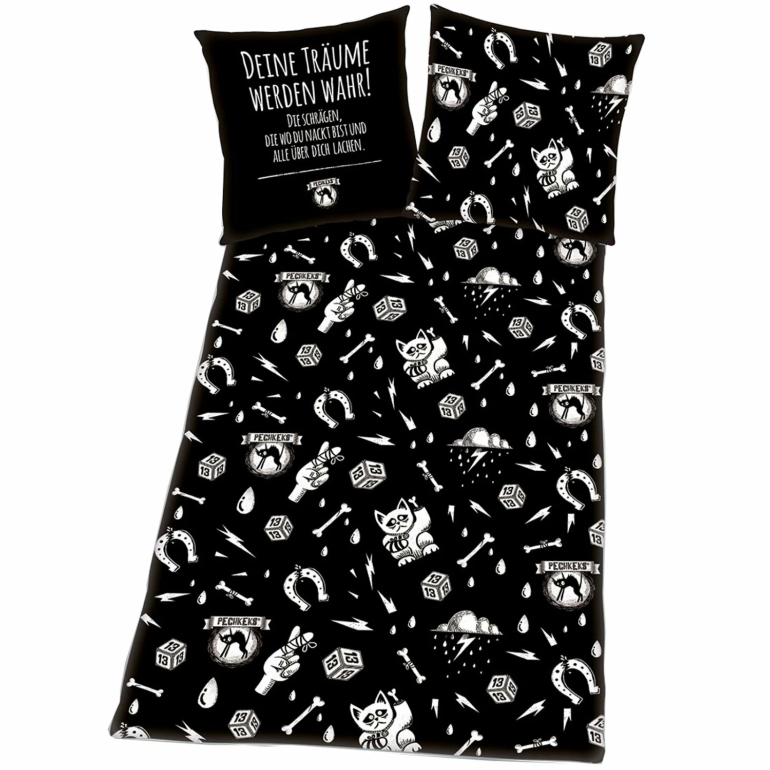 Renforcé-Bettwäsche PECHKEKS - schwarz-weiß - 135x200 cm 3 Renforcé-Bettwäsche PECHKEKS - schwarz-weiß - 135x200 cm