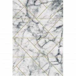 Kurzflorteppich - weiß-schwarz-gold - 120x170 cm